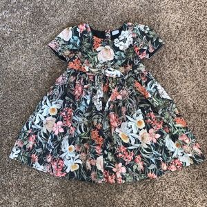 Edgehill Collection Floral Kids Dress - Black, White, Pink, Green